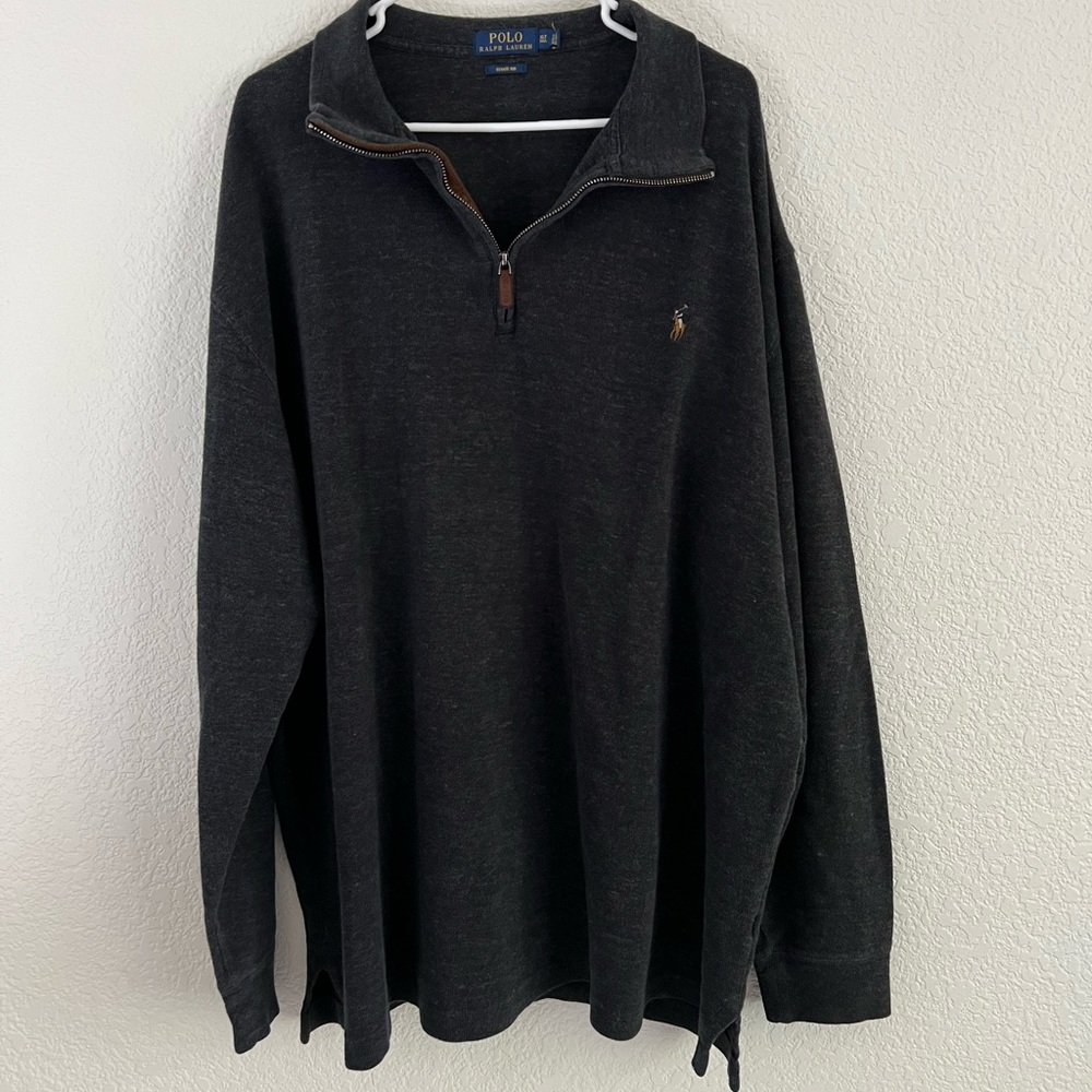 Polo Ralph Lauren Estate Rib Charcoal Gray Men's 1/4 Zip Pullover Size XLT